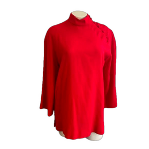 Jaeger VTG buttons on the Neck red blouse Size to fit bust 102 Great Britain.